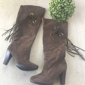 SOLD  Brown Boots Suede HeelTassels Like New